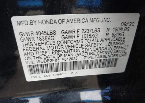 2020 Acura Ilx Premium A-Spec Packages/Technology A-Spec Packages z USA, uszkodzony, nr VIN 19UDE2F83LA012025